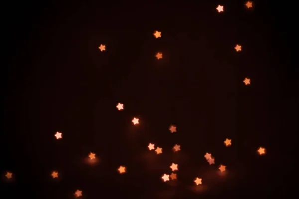 Hermoso Boke Figurado Una Guirnalda Luz Roja Cálida Forma Estrella —  Fotos de Stock