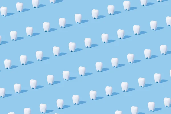 Padrão Dentes Brancos Fundo Papel Azul — Fotografia de Stock