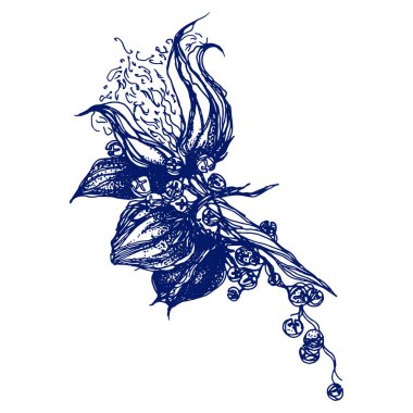 Güzel el vektör seamless modeli pamuk Şubesi ile çekilmiş. El boho chic tarzı tasarım öğeleri çekilmiş. Duvar kağıtları, web sayfası arka planlar, yüzey dokuları, Tekstil için mükemmel.