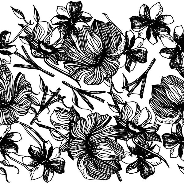 Fondo de flores. Textura floral con flores. Florecer textura de primavera. illust for póster, tatuaje, camiseta, diseño de tarjetas . —  Fotos de Stock