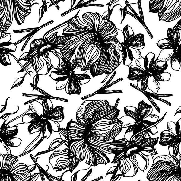 Fondo de flores. Textura floral con flores. Florecer textura de primavera. illust for póster, tatuaje, camiseta, diseño de tarjetas . —  Fotos de Stock