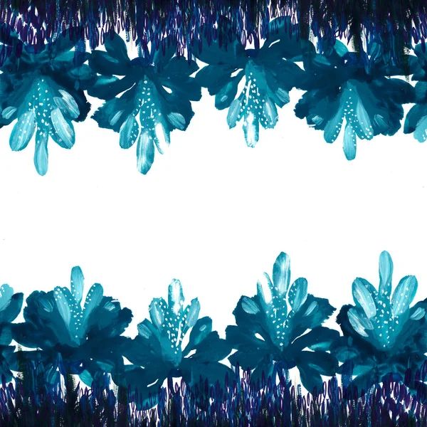 Elegantes Muster Mit Blauen Lotusblüten Rasterillustrationen Gemaltes Gemälde Einer Seerose — Stockfoto