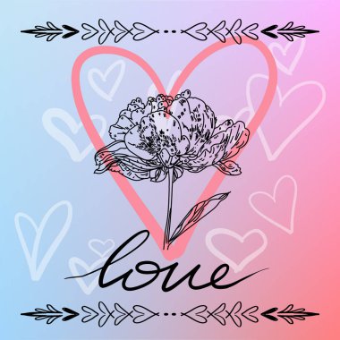 Mutlu sevgililer günü kartı, tipografi, yürekleri - vektör arka plan