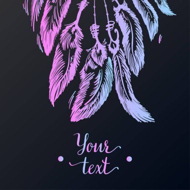 Eşarplı çizilmiş dreamcatcher el.