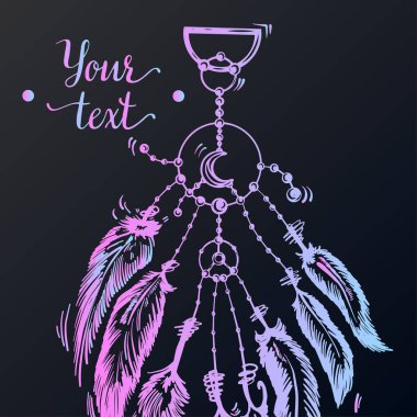 Eşarplı çizilmiş dreamcatcher el.