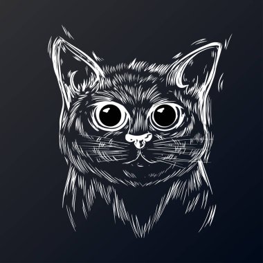 Güzel şirin gözleri ile stilize kedi. Kawaii.