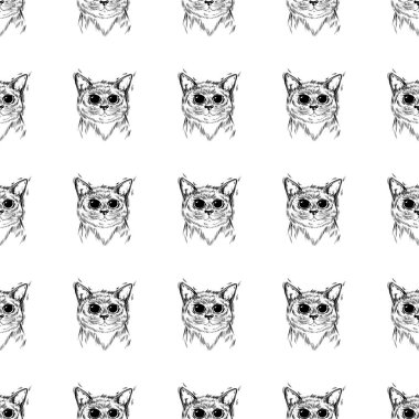 Güzel şirin gözleri ile stilize kedi. Kawaii.