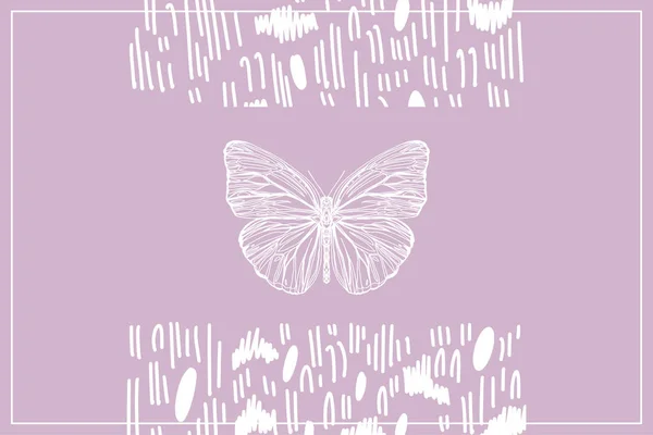 Schöne handgezeichnete Vektor-Illustration Skizze von Schmetterlingen. Boho-Zeichnung. — Stockvektor