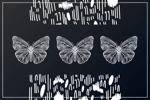 Schöne handgezeichnete Vektor-Illustration Skizze von Schmetterlingen. Boho-Zeichnung. — Stockvektor