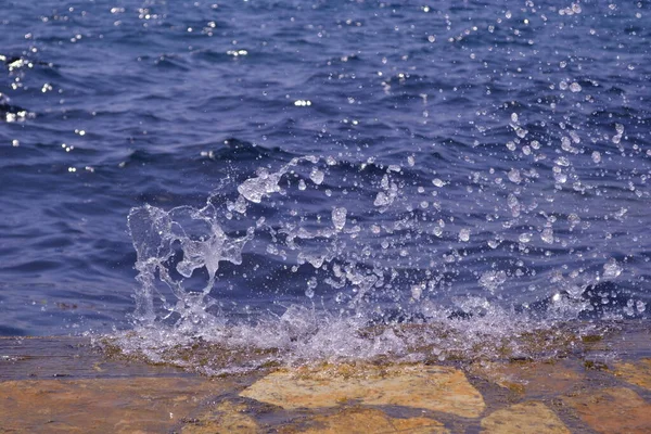 Salpicos Água Mar Azul Gotas Água — Fotografia de Stock