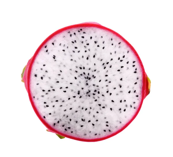 Dragon Fruit Gesneden Geïsoleerd Witte Achtergrond — Stockfoto