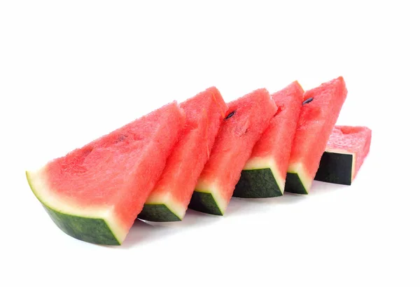 Aufgeschnittene Reife Wassermelone Isoliert Auf Weißem Hintergrund — Stockfoto