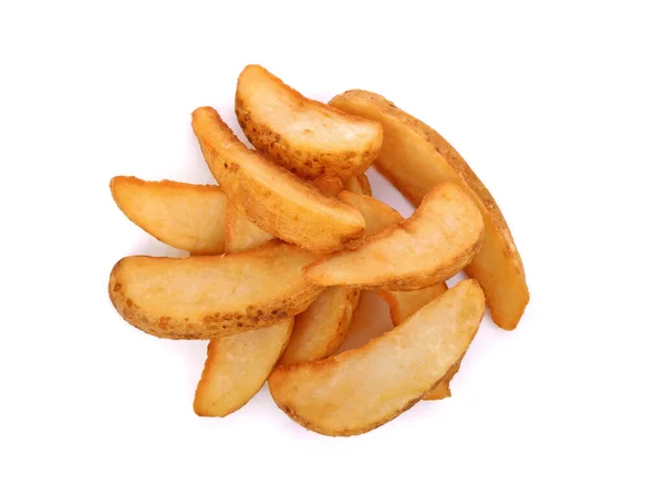 Stekt Potatis Kilar Isolerade Vit Bakgrund — Stockfoto