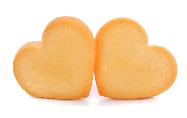 Cookies Σχήματος Καρδιάς Που Απομονώνονται Λευκό Φόντο — Φωτογραφία Αρχείου
