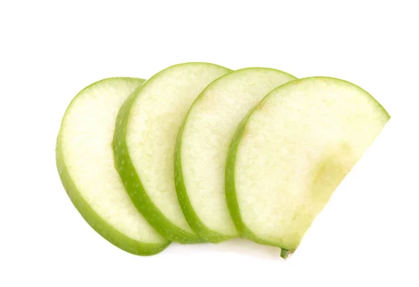 Green Apple Sliced Isolated White Background — Stock Photo, Image