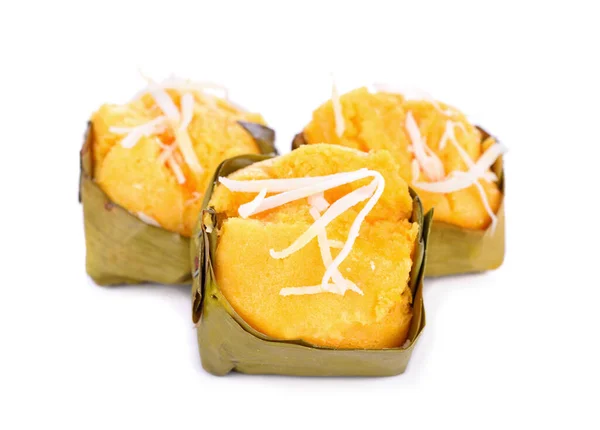 Thai toddy palmiye pastası tatlı beyaz arka planda lezzetli