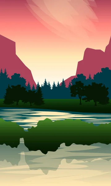 Imagen Río Sobre Fondo Montañoso — Vector de stock