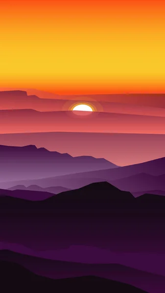 Una Imagen Montañas Contra Sol Poniente — Vector de stock