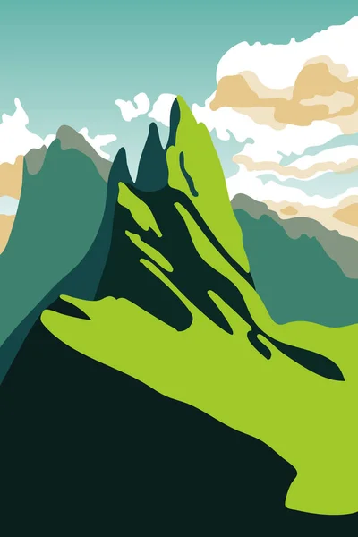 Fondo Con Montañas Nubes — Vector de stock