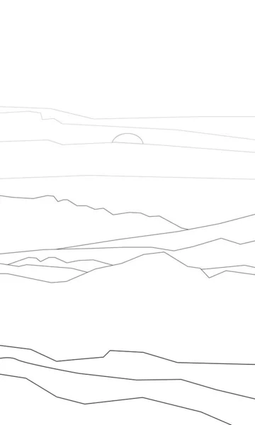 Colorear Imagen Las Montañas Contra Sol Poniente — Archivo Imágenes Vectoriales