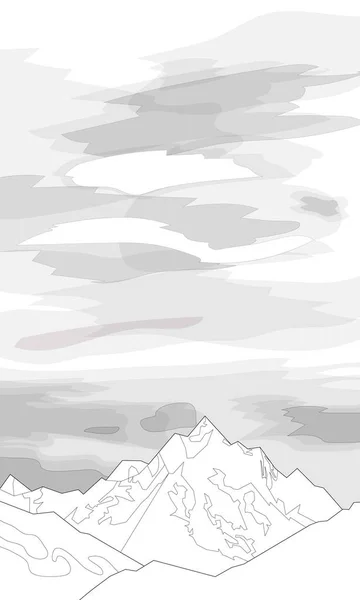 Colorear Montañas Contra Las Nubes — Vector de stock