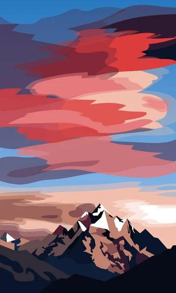 Une Image Des Montagnes Contre Soleil Levant — Image vectorielle