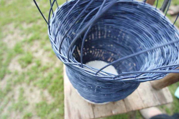 Basket weaving, basketry, blue basket making, hobby