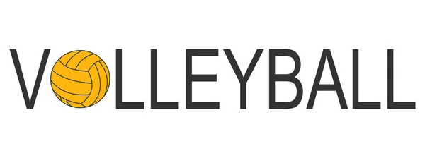 Text Volleyboll Logotyp Med Boll Gul — Stock vektor