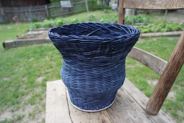 Basket weaving, basketry, blue basket making, hobby