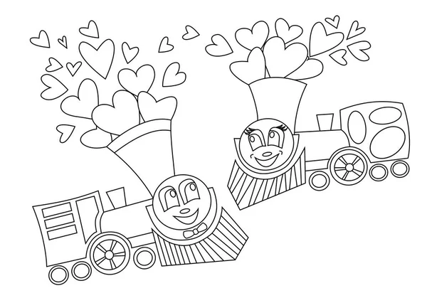 Love Couple Locomotive Boy Girl Heart — Stock Vector