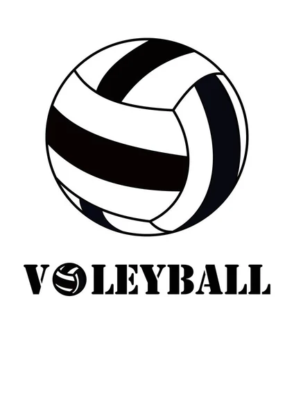 Boule Noire Blanche Volley Ball Illustration Vectorielle Texte Design Graphique — Image vectorielle