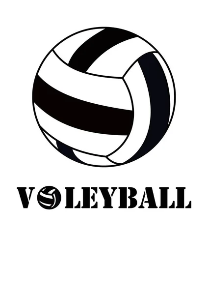 Volleyboll Svarta Och Vita Bollen Och Text Vektor Illustration Grafisk — Stock vektor