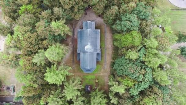 Volez Sur Drone Vue Aérienne Sur Église Bois — Video