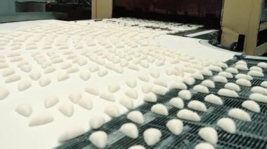 Konveyör bant büyük Şekerleme fabrikası yatan lezzetli taze şeker satırları.