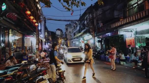 Hanoi Wietnam Lutego 2019 Miasto Codziennego Życia Ludźmi Ruchu Hanoi — Wideo stockowe