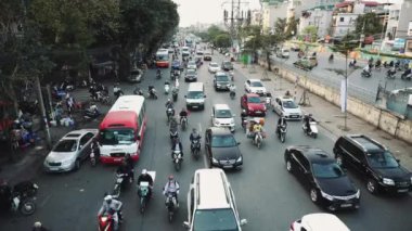 Hanoi 'deki Yoğun Yol, Yoğun Trafik Saati, Altyapı, Ulaşım, Vietnam