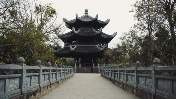 Buddhalainen pagodi bai dinh temppeli, Vietnam — kuvapankkivideo