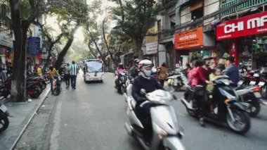 The Bustling Street Scene of Hanoi, Vietnam, Old Town, Motosiklet Trafiği
