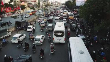 Hanoi 'deki Yoğun Yol, Yoğun Trafik Saati, Altyapı, Ulaşım, Vietnam