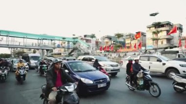 The Bustling Street Scene of Hanoi, Vietnam, Old Town, Motosiklet Trafiği