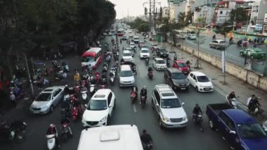 Hanoi 'deki Yoğun Yol, Yoğun Trafik Saati, Altyapı, Ulaşım, Vietnam