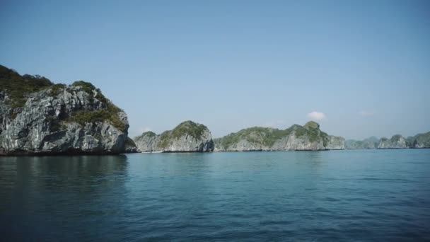 Halong Körfezi Vietnam Panoramik Manzarası — Stok video
