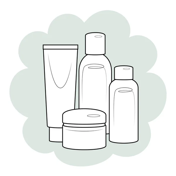 Zestaw produktów kosmetycznych izolowanych na białym tle. — Wektor stockowy