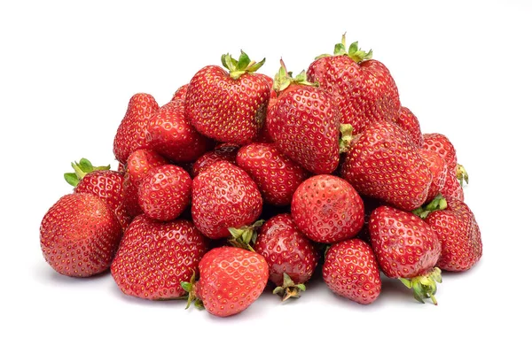 Haufen Frischer Erdbeeren Isoliert Auf Weißem Hintergrund Volle Tiefenschärfe Mit — Stockfoto