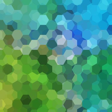 Mavi, yeşil geometrik şekillerin arka planı. Mozaik model. Vektör EPS 10. Vektör illüstrasyonu