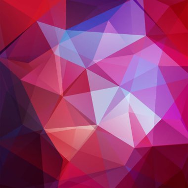 Arka plan kırmızı, pembe, mor üçgenler yaptı. Geometrik şekiller ile kare kompozisyon. EPS 10