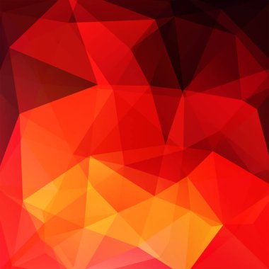 Soyut mozaik arka plan. Üçgen geometrik arka plan. Tasarım öğeleri. Vektör çizim. Kırmızı, turuncu renkler.