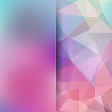 Arka plan pembe, mor üçgenler yaptı. Geometrik şekiller ile kompozisyon kare ve öğe bulanıklık. EPS 10