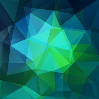 Geometrik desen, çokgen üçgenler yeşil, mavi, sesleri arka planda vektör. İllüstrasyon model