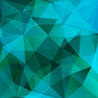 Arka plan mavi, yeşil üçgen yaptı. Geometrik şekiller ile kare kompozisyon. EPS 10